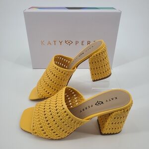 Katy Perry Collections Women's Yellow Woven Block Heel Mules